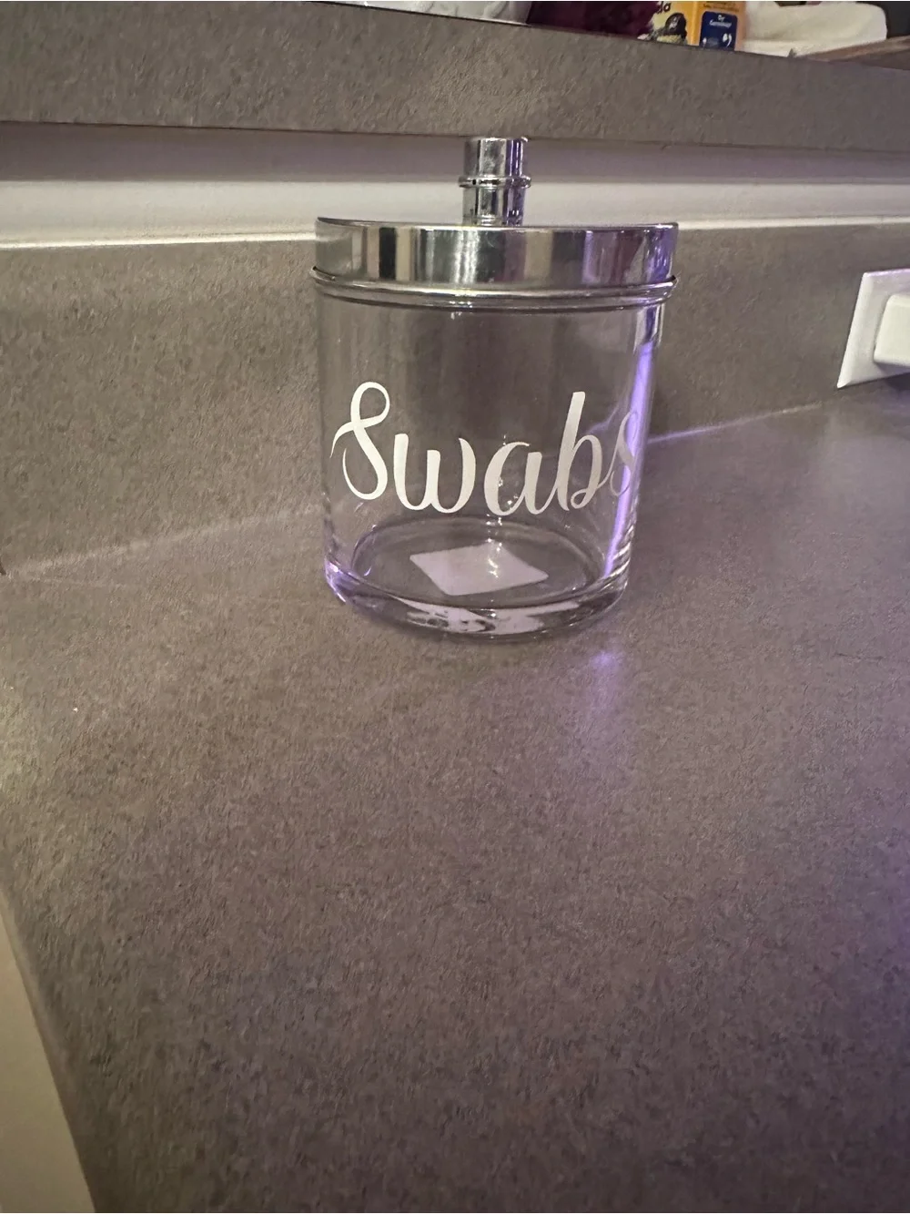 Clear Glass Swabs Jar with Silver Lid